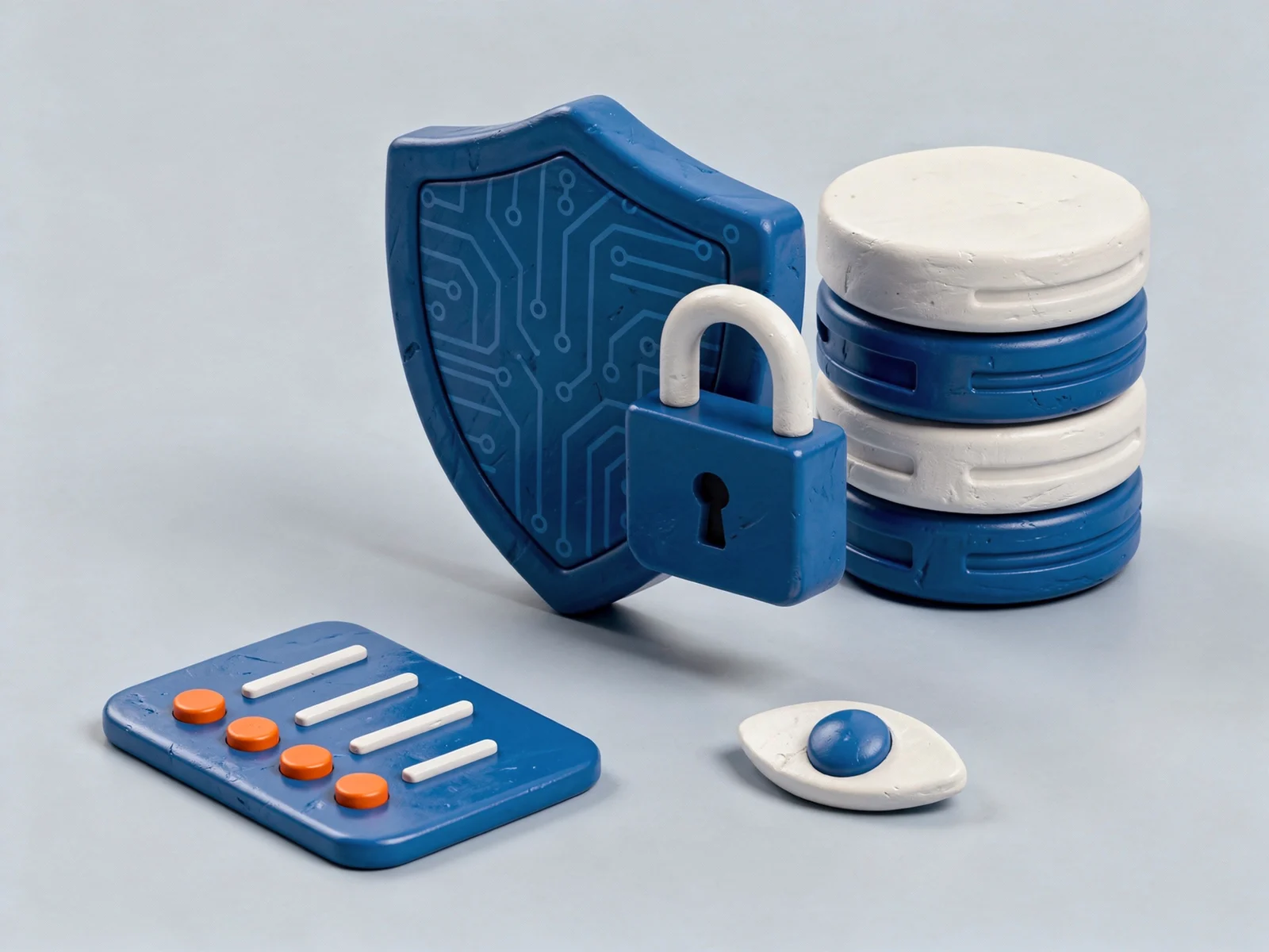 Illustration of a shield and lock protecting data with a human review step
